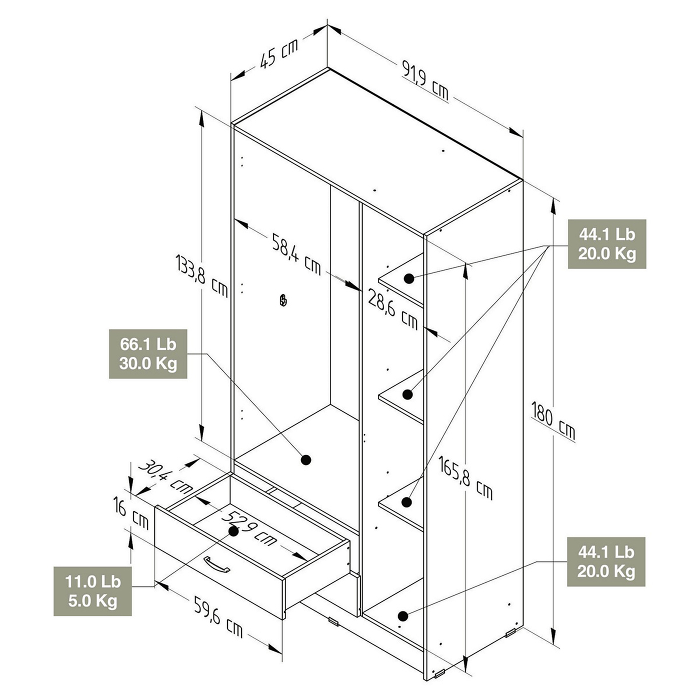 ARMARIO 180x91.5x45 AM20223 AMARETO D/B - Image 6