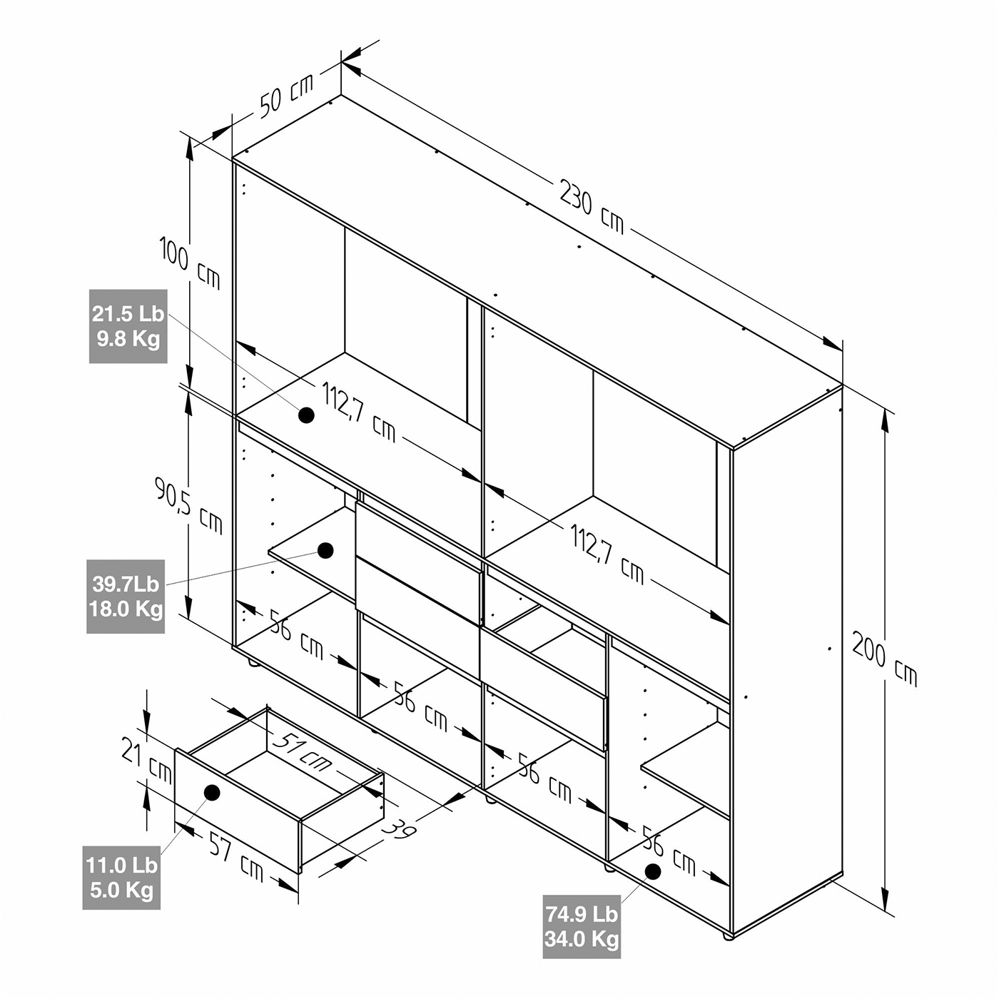 ARMARIO 200x230x50 AM25423 AMARETTO D/B - Image 6