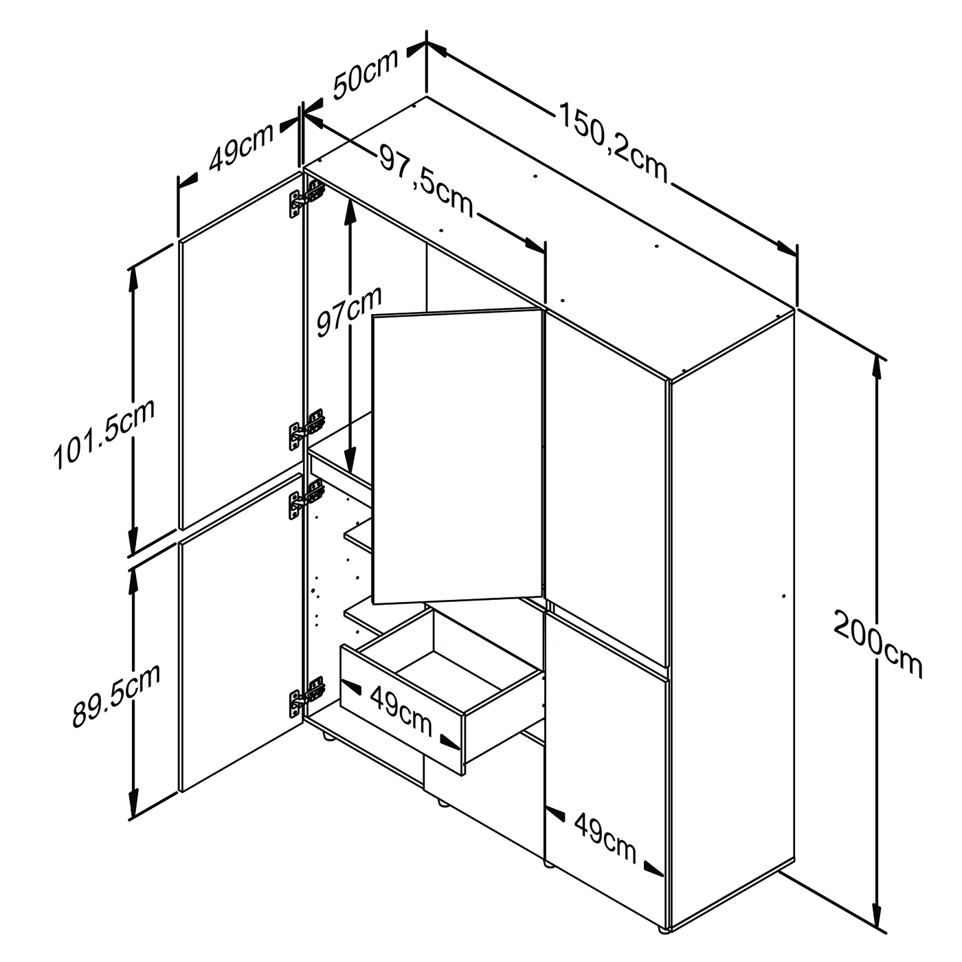 ARMARIO 200x150x51.5 AM31023 ARENA DB/BLANCO - Image 6