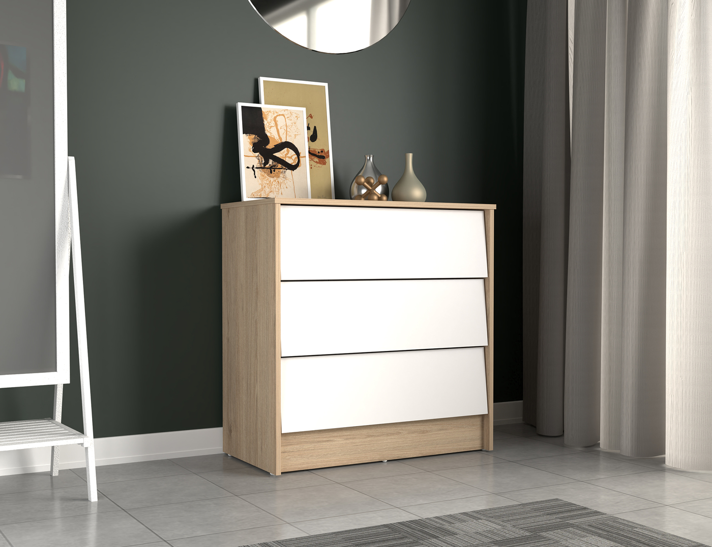 COMODA 79x76.2x40 COM10028 ARENA/BLANCO