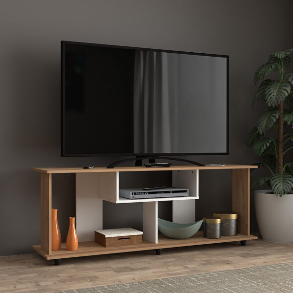 MESA TV/VIDEO 56x150x37.5 MTV25119 AMARETTO/BLANCO TV HASTA 60''