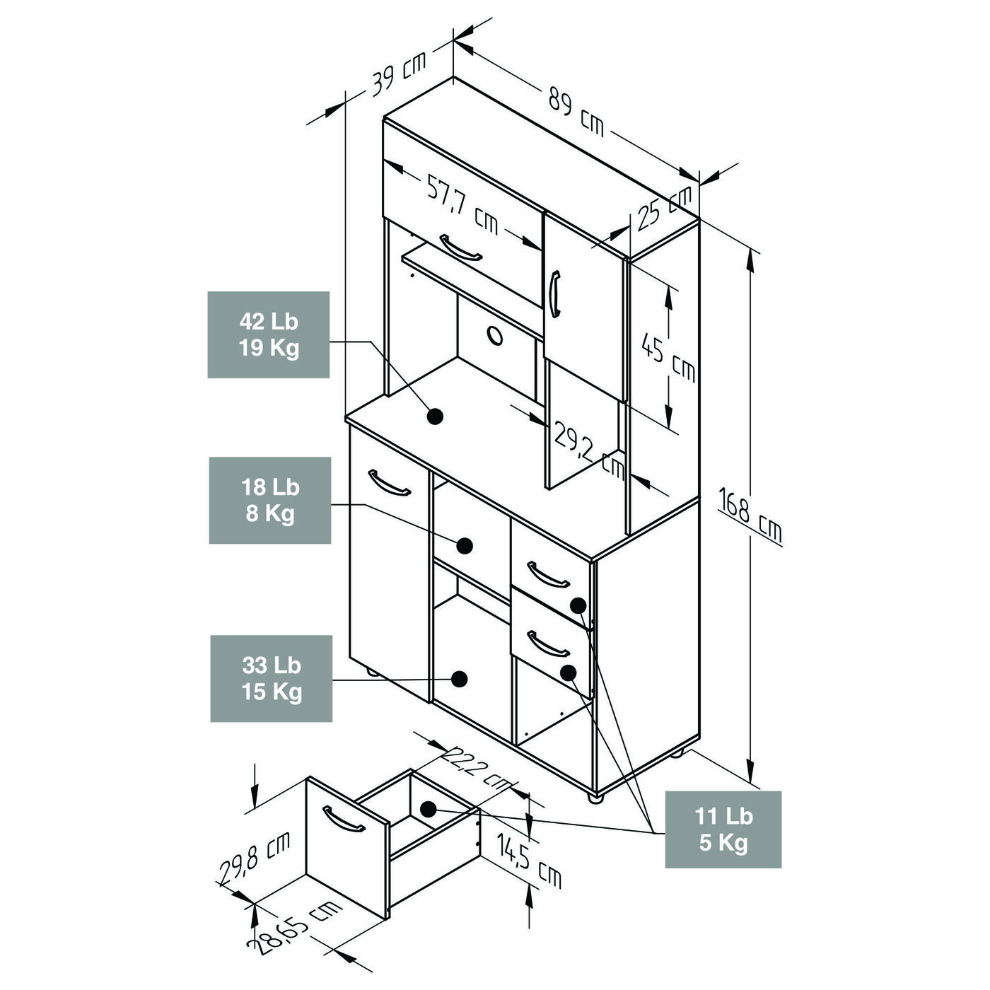 GABINETE MULTIUSOS COCINA GCM042 168X89X39 BLANCO - Image 7