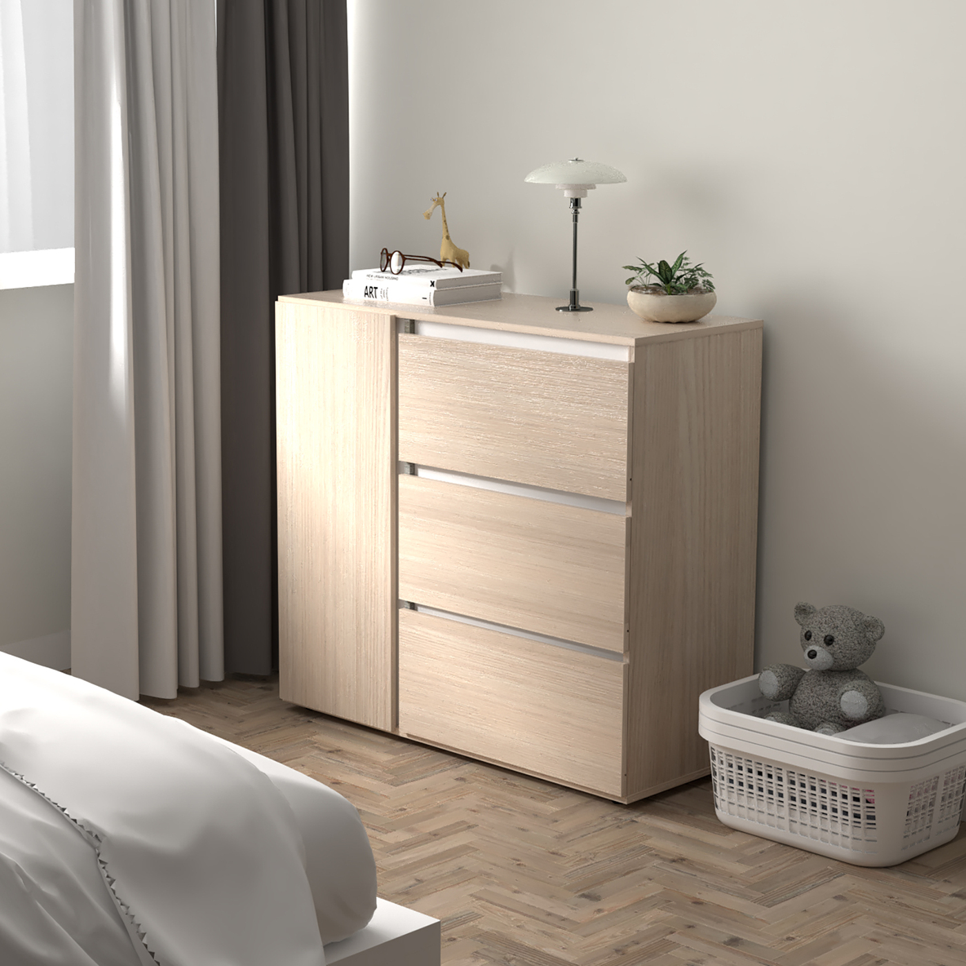 COMODA 91x100x40 COM6628 ARENA DB/BLANCO