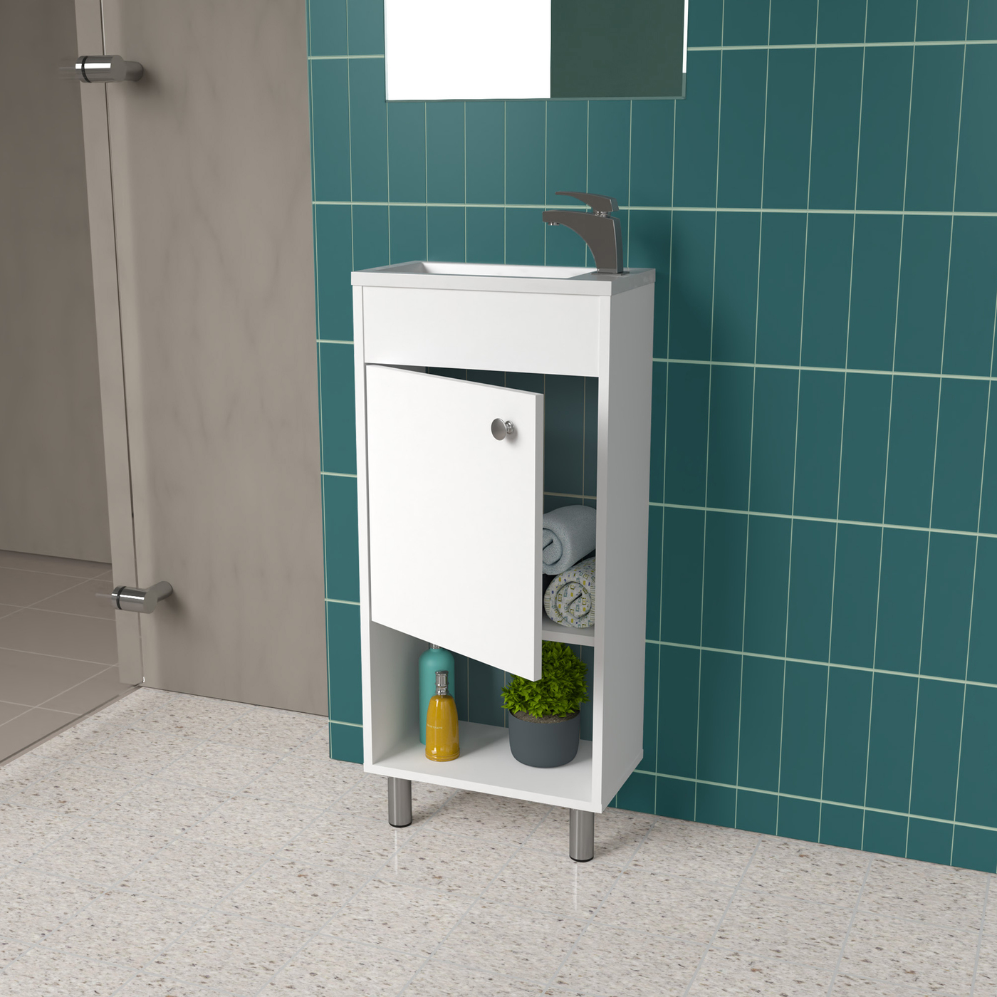 GABINETE BAÑO GB8926 RH BLANCO CON LAVAMANOS