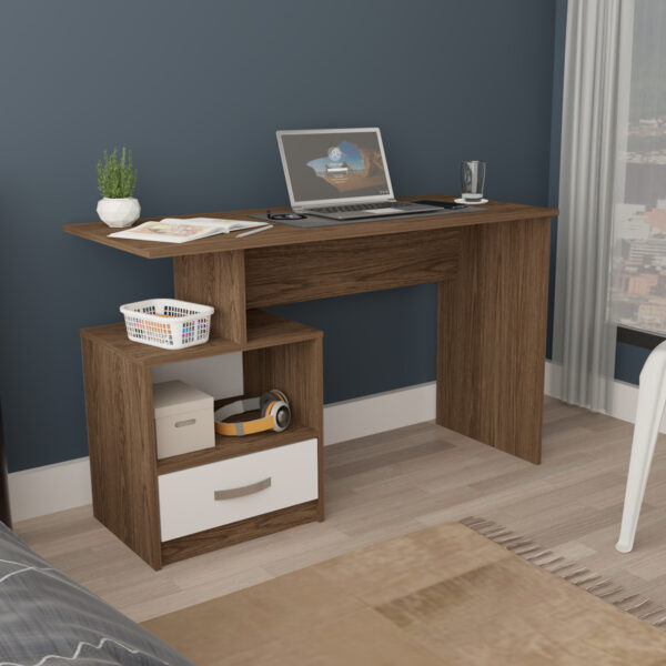 ESCRITORIO 75x120x50 ES4603 COÑAC/BLANCO