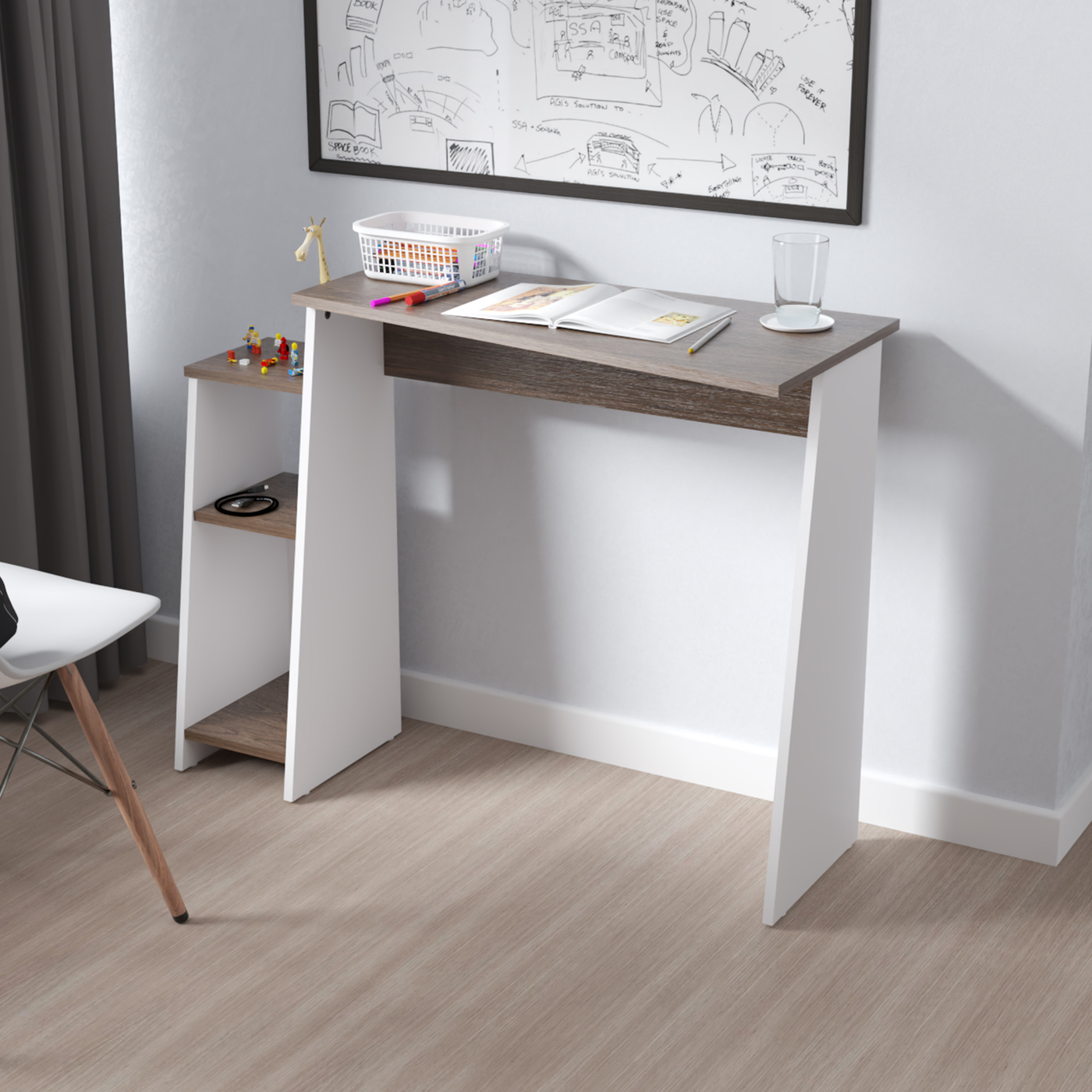 ESCRITORIO 75x100x40 ES20803 BLANCO/COÑAC