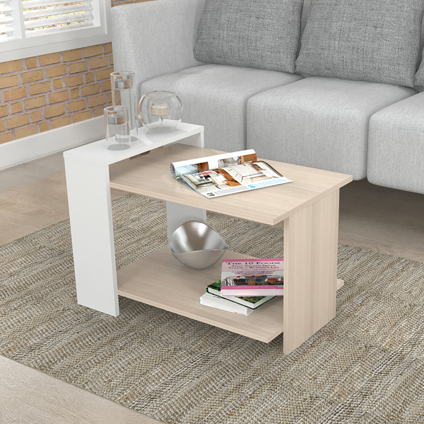 MESA CENTRO SALA 45x66x42.5 MCS15106 ARENA/BLANCO