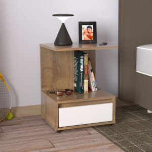 MESA DE NOCHE 51.5x40x35 MN7210 AMARETTO/BLANCO