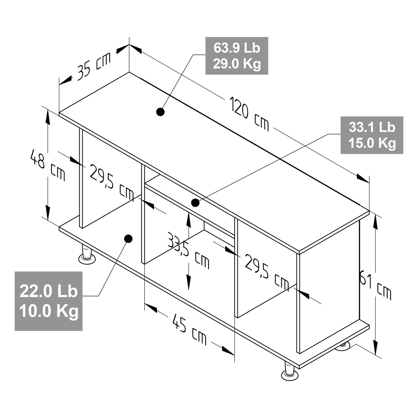 MESA TV/VIDEO 61x120x35 MTV5219 ARENA TV HASTA 50'' - Image 6