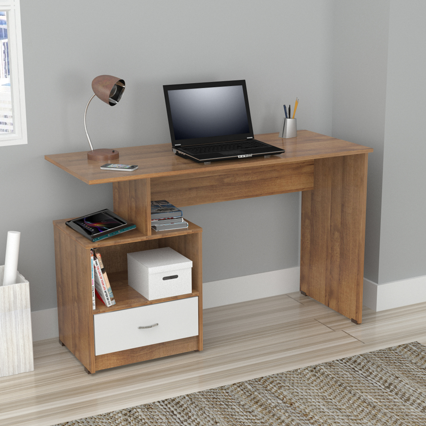 ESCRITORIO 75x120x50 ES4603 AMARETTO/BLANCO