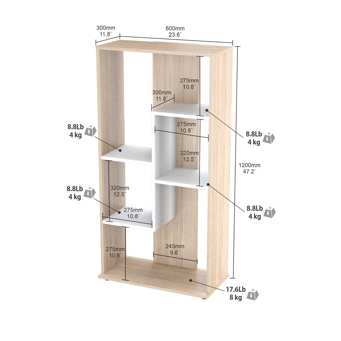 BIBLIOTECA 120x60x30 BE16704 ARENA/BLANCO - Image 6