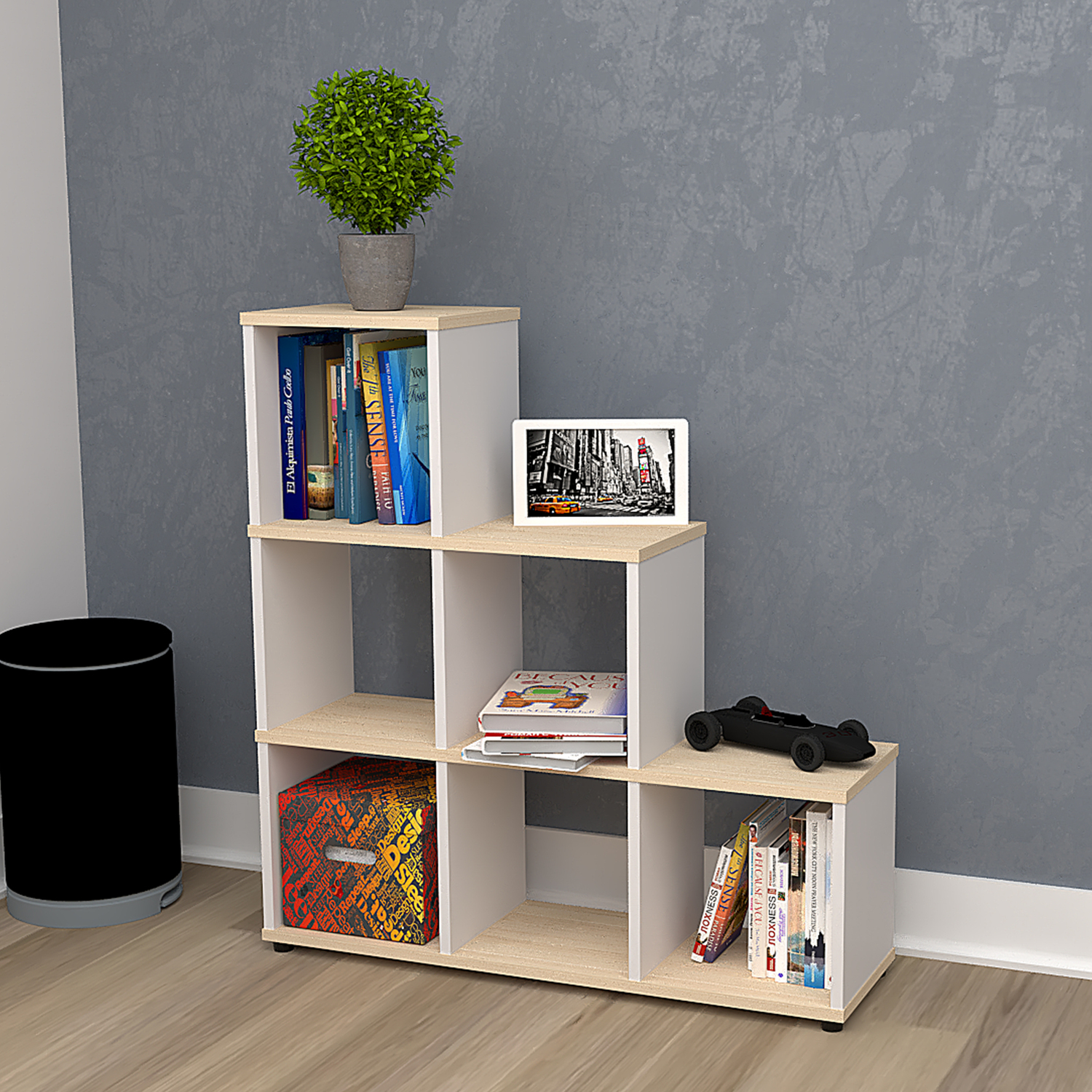 BIBLIOTECA 84,5x80x23 BE12304 ARENA/BLANCO