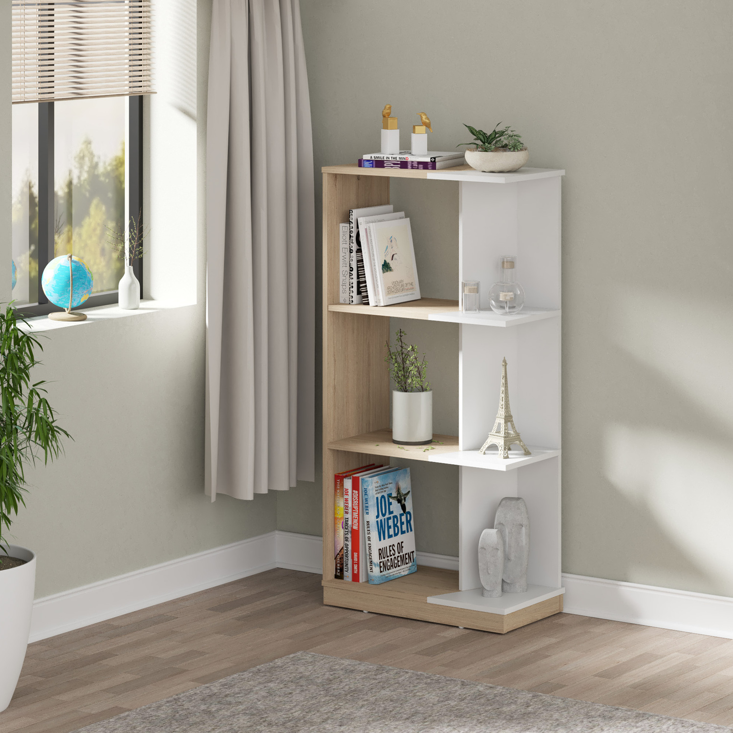 BIBLIOTECA 120x60x30 BE17604 ARENA/BLANCO