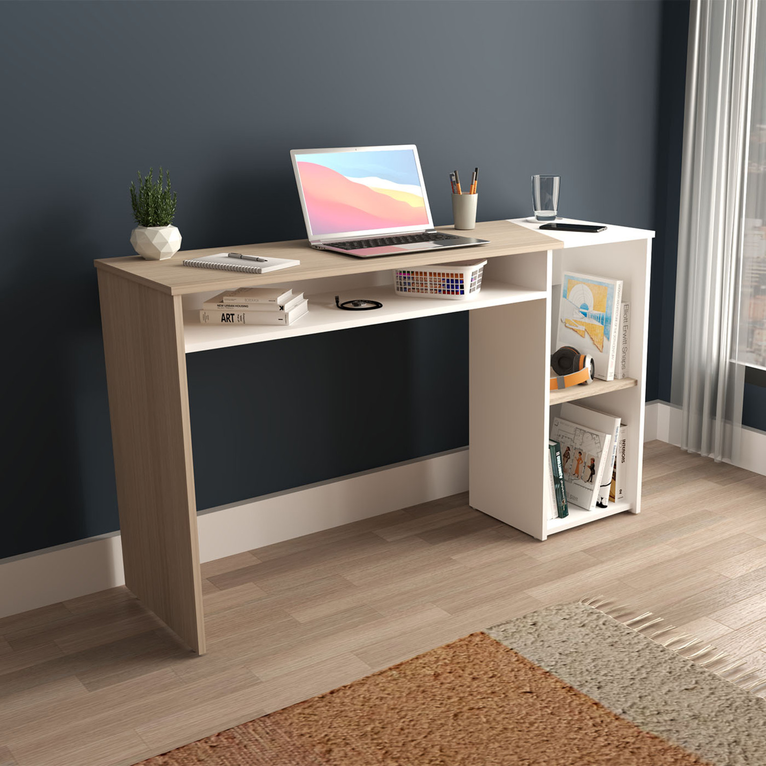 ESCRITORIO 75X120X40 ES24403 ARENA/BLANCO