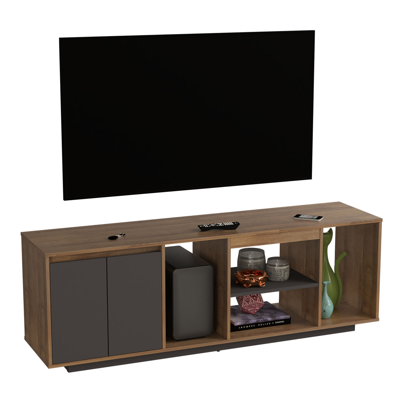MESA TV/VIDEO 54.5x160x40 MTV26019 AMARETTO/PLOMO HASTA 60'' - Image 2