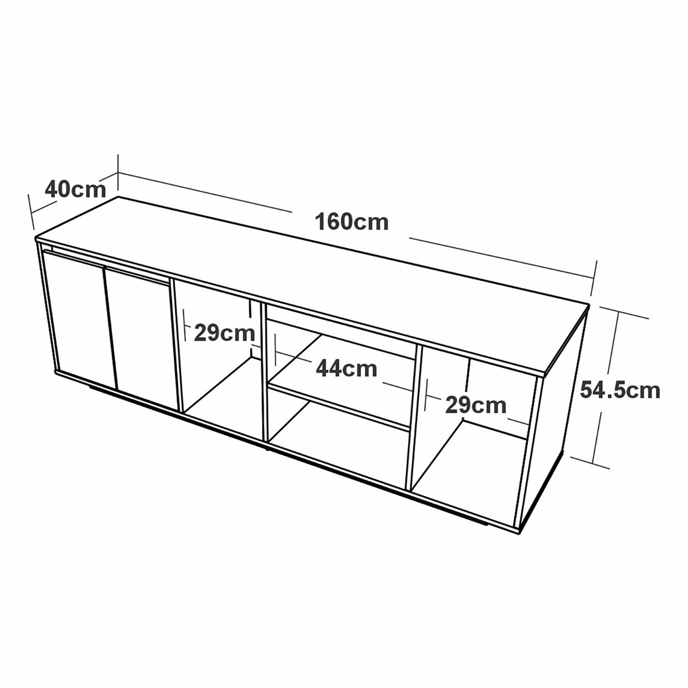 MESA TV/VIDEO 54.5x160x40 MTV26019 AMARETTO/PLOMO HASTA 60'' - Image 5