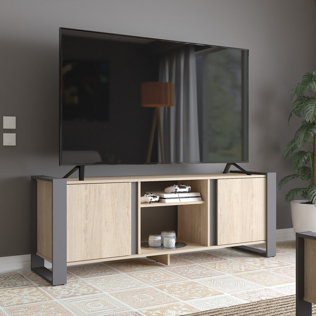 MESA TV/VIDEO 60x160x43 MTV26219 ARENA/PLOMO HASTA 65''