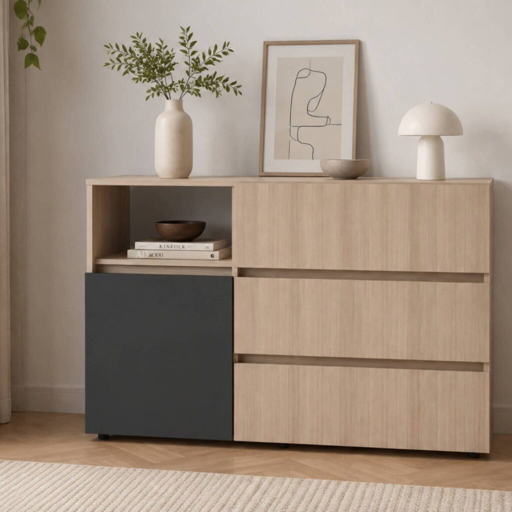 COMODA 77x120x40 COM10428 ARENA/PLOMO