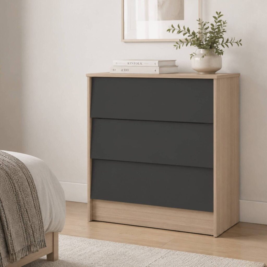 COMODA 79x76.2x40 COM10028 ARENA/PLOMO