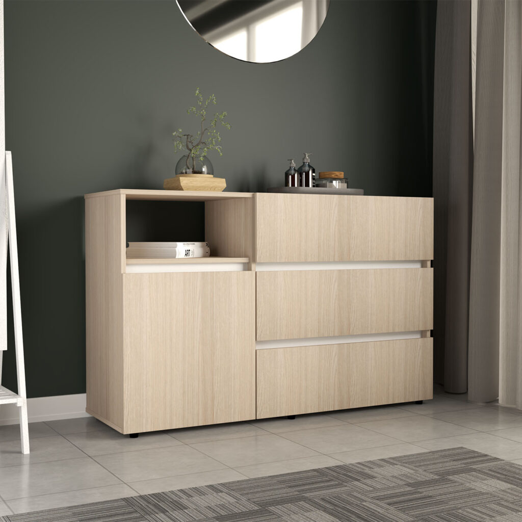 COMODA 77x120x40 COM10428 ARENA/BLANCO